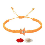 El Regalo 1 PC Star Evil Eye Nazaria Rakhi for Brother- Rakhi Gift Box with 1 PC Rakhi, Shagun Pack & Rakhi Message Card in Gift Box - Rakhi for Bhai/Bhabhi/Bhatija/Bhatiji (Orange Star Evil Eye)