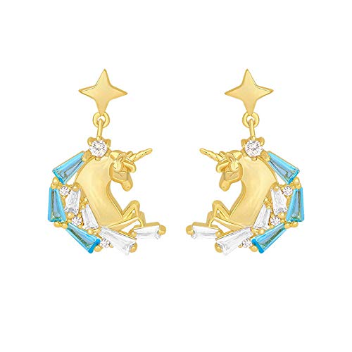 El Regalo 1 Pair Unicorn Fashion Earring for Girls/Kids/Women- Unicorns Enamel Crystal Dangle Earrings for Kids/Girls/Teens & Women (Style-1)