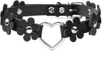 El Regalo Heart Flower Choker Necklace for Girls/Women (Black)