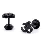 El Regalo 1 Pair Stainless Steel OM Stud Earrings for Boys/Men- Anti Tarnish, Waterproof OM Religious/Meditation Jewelry (Black)