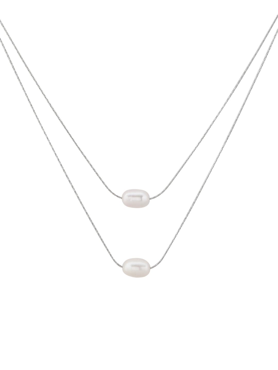 El Regalo Sleek & Elegant Stainless Steel Double Layered Pearls Necklace for Girls/Women - Minimalist Anti Tarnish Jewelry - Timeless & Trendy Design