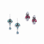 El Regalo 2 Pairs 925 Silver Plated Vintage Stones & Pearls Earrings Combo Set for Women & Girls- Silver Lookalike Statement Pearls Stones Earrings (Option-4)