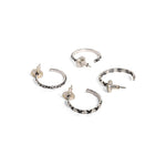 El Regalo 2 Pairs Tribal Oxidized Half Hoop Earrings, Huggie Earrings- Hammered Bohemian Oxidized German Silver Baali Earrings (Option-8)