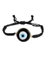 El Regalo Evil Eye Bracelet - Big Evil Eye Handmade Glass Lamp work Unisex Adjustable for Men & Women (Black)