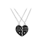 El Regalo Girl's Little Sis Big Sis Bff Best Friends Puzzle Heart Matching Pendant Necklaces Set (Black) 2 Pieces
