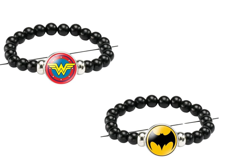 El Regalo 2 PCs Super Hero Bracelets with Replacement Button Pendants- Kids Unisex Bracelets (Option-3)