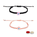 El Regalo 2PCs Rakhi Combo Set for Bhai-Bhabhi or Bhai-Bhatija/Bhatiji- 2 Evil Eye Rakhis Set with Roli Chanwal, Rakhi Card in Rakhi Gift Box (Option-3)