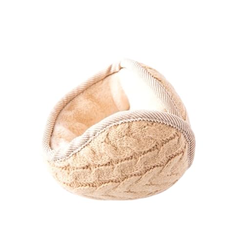 El Regalo 1PC Unisex Warm Knit Earmuffs- Winter Outdoor Fur Earwarmer, Foldable, Adjustable Wrap Ear Warmer for Girls/Boys/Men/Women (Peach Knitted)
