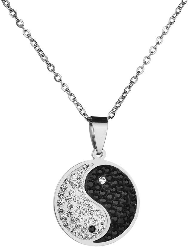 El Regalo CZ Yin Yang Unisex Pendant Necklace- Fancy, Surgical Stainless Steel, Waterproof Yin Yang Necklace