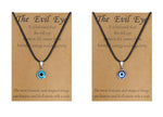 El Regalo 2PCs Evil Eye Necklaces Combo Set- Blue Eyes Amulet Pendant Dainty Ojo Gold Cord Necklace for Women & Girls