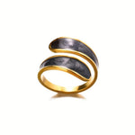 El Regalo Stainless Steel Oil Drip Enamel Finger Ring for Girls & Women- Fancy, Contemporary Adjustable Irregular Finger Rings (Gun Black)