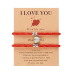 El Regalo 2PCs Luminous Hearts Love Couple Best Friend Hand Woven Adjustable Bracelets Set- BFF Glow in Dark Jewelry (No Tapping) (Red)