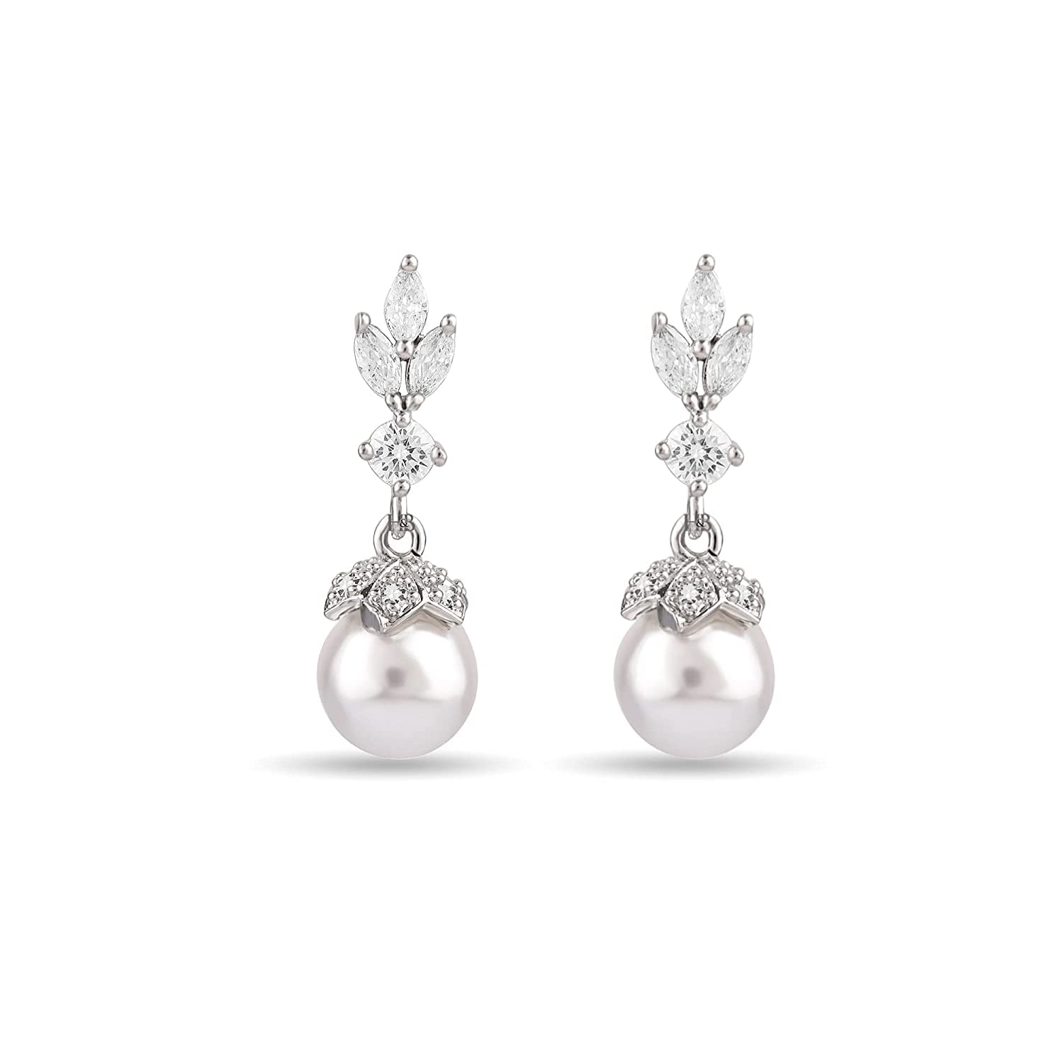 El Regalo Zircon Pearls Earrings- American Diamond Party Pearls Earrings for Girls & Women - Gift for Her (Ziron Pearl Stud Earrings)