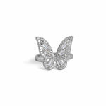 El Regalo Cubic Zirconia Butterfly Ring Sparkling Crystal Bow-Knot Knuckle Adjustable Ring for Girls & Women