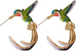 El Regalo Colorful Hummingbird Stud Earrings - Hand-Painted Enamel Bird Hoop Studs for Women & Girls | Elegant Nature-Inspired Fashion Jewelry