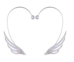 El Regalo Gorgeous Inlaid Rhinestone Angel Wings Cuff Earrings - No Piercing Ear Bone Clip for Women - Sparkling Crystal Angel Wing Ear Wrap, Non-Pierced Cartilage Climber Jewelry