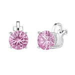 El Regalo Cute & Small Clip-On Earrings for Women & Girls | Non-Piercing Cute CZ Crystal Clip On Studs (Pink)