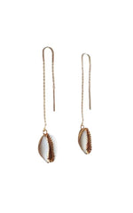 El Regalo Bohamian Cowrie Shell Earrings- Electroplated Retro Shell Charms Earrings for Girls & Women (Cowrie Shell Threader Earrings)