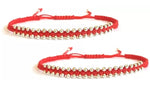El Regalo Womens 2 Pcs Handmade Beaded Nazaria/Nazar Bracelet Cum Anklet Set- Black & Red Thread Anklet/Bracelet Set (Red Gold)