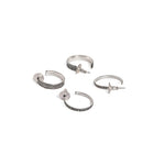 El Regalo 2 Pairs Tribal Oxidized Half Hoop Earrings, Huggie Earrings- Hammered Bohemian Oxidized German Silver Baali Earrings (Option-4)