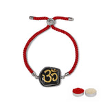 El Regalo Auspicious OM/Swastik/Floral Hand Painted Rakhi for Brother - Designer Rakhi with Roli Chawal Shagun, Message Card in Rakhi Gift Box (Big OM Rakhi)