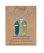 El Regalo 2Pcs/Set Crystal BFF Best Friend Magnetic Couple Matching Split Heart Pendant Necklaces for Besties/Couples - Valentines Day Gift (Green Shades) For Unisex Adult