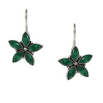 El Regalo Oxidized Sterling Silver Vintage Flower Stones Earrings for Girls & Women (Green)