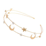 El Regalo Double Layer Retro Star Moon Pearl Rhinestone Hairband/Headband for Kids/Girls & Women - Wedding Fashion Hair Accessories