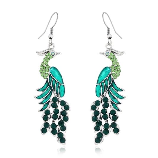 El Regalo Vintage Ethnic Peacock Earrings for Women- Elegant Oil Drop Rhinestone Dangle Earring Party Jewelry (Green)
