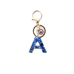El Regalo Royal Blue Evil Eye Keychain Name Initial Letters- Alphabet Letter Keyring with Evil Eye Charm - Unisex Stylish Bag Charm, Keyring, Gift for Friends & Family (A Letter)