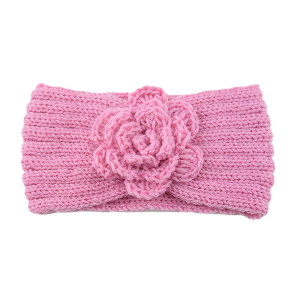 El Regalo Knitted Flower Headwrap Headband | Ear Warmer Hair Muffs Band | Winter Designer Ear Warmer Headbands for Girls & Women (Pink)