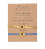 El Regalo Unisex 2 Pcs Sunflower Bracelets Set- Handmade Boho Sunflower Daisy BFF Friendship Bracelets Adjustable Braided Rope Pinky Promise Bracelets (Blue)
