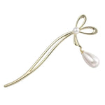 El Regalo 1Pc Fancy Pearl Hair Stick/Juda Stick- Bow Hair Fork Headwear Korean Style Hairpin Women Bun Hair Stick