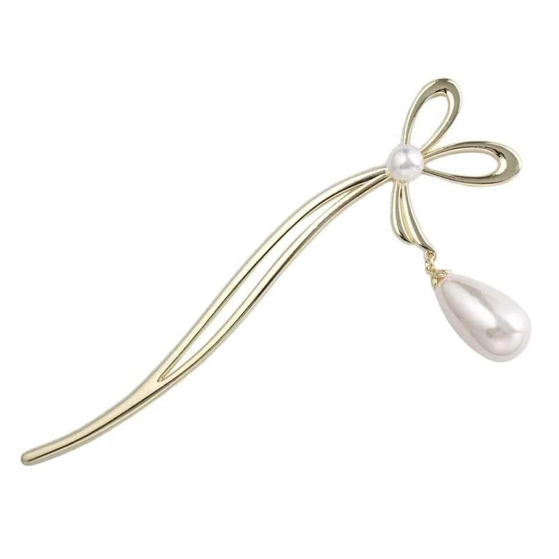 El Regalo 1Pc Fancy Pearl Hair Stick/Juda Stick- Bow Hair Fork Headwear Korean Style Hairpin Women Bun Hair Stick