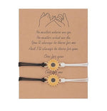 El Regalo Unisex 2 Pcs Sunflower Bracelets Set- Handmade Boho Sunflower Daisy BFF Friendship Bracelets Adjustable Braided Rope Pinky Promise Bracelets (Off White)