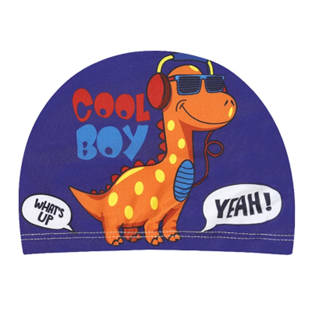 El Regalo 1PC Cute Cartoons/Animal Printed Kids/Babies Swimming Cap (1-6 Years Old) Comfortable Breathable Polyester Fabric Swimming Caps (Not Waterproof) (Cute Dinosaur Swimming Cap)