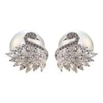 El Regalo Premium Luxury 2-Way Front Back Swan Pearl Earrings for Women and Girls | Sparkling CZ Studded Ear Jackets Convertible Western Studs | Elegant Wedding, Party & Daily Fashion Jewelry Gift