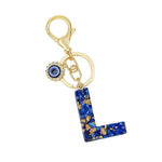 El Regalo Royal Blue Evil Eye Keychain Name Initial Letters- Alphabet Letter Keyring with Evil Eye Charm - Unisex Stylish Bag Charm, Keyring, Gift for Friends & Family (L Letter)