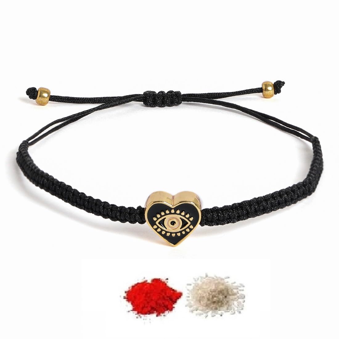 El Regalo 1 PC Heart Evil Eye Nazaria Rakhi for Brother- 1 PC Rakhi, Shagun Pack & Rakhi Message Card in Gift Box - Rakhi for Bhai/Bhabhi/Bhatija/Bhatiji (Black Heart Evil Eye)