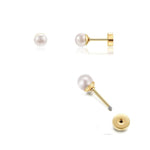 El Regalo Pearl Stud Earrings- 14K Gold Finish Screw Back Pearl Hypoallergenic 316L Surgical Steel Stud Earrings for Girls/Kids/Women- Cartilage/Helix Earrings Earrings (5mm)