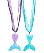 El Regalo 2Pcs Mermaid Fish Tail Necklaces Set- Mermaid Fishtail Necklace Gorgeous Pendant Necklace for Mermaid Birthday Supplies Girl's Party Ocean Theme Party Supplies (Color Option- 3)