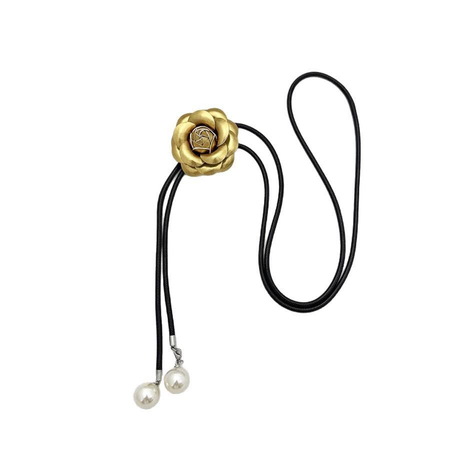 El Regalo 3 in 1 Adjustable Camellia Flower Choker Necklace cum Waist Body Chain for Girls & Women | Multi-Use Fashion Jewelry for Weddings, Parties & Holidays (Golden)