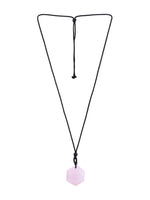 El Regalo Natural Healing Stones Hexagram Pendant Unisex Necklace for Men/Women (Pink Rose Quartz)