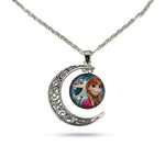 El Regalo Princess Crescent Moon Pendant Necklace for Girls- Enchanted Fairytale Character Jewelry with Filigree Detail, Silver-Tone Chain, Perfect Birthday Return Gift or Party for Toddlers and Kids (Style-6)