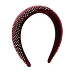 El Regalo Rhinestone Valvet Broad Party Headband- Padded Crystal Rhinestone Headband Embellished Hair Retro Jewelled Hairband Hair Accessory for Women Girl Wedding Parties Birthday (Maroon Red)