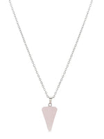 El Regalo 1PC Natural Stones Pointed Pendulum Unisex Pendant Necklace- Natural Healing Stones Peandant Chain Necklaces- Reiki healing/Feng shui (Pink Rose Quartz)