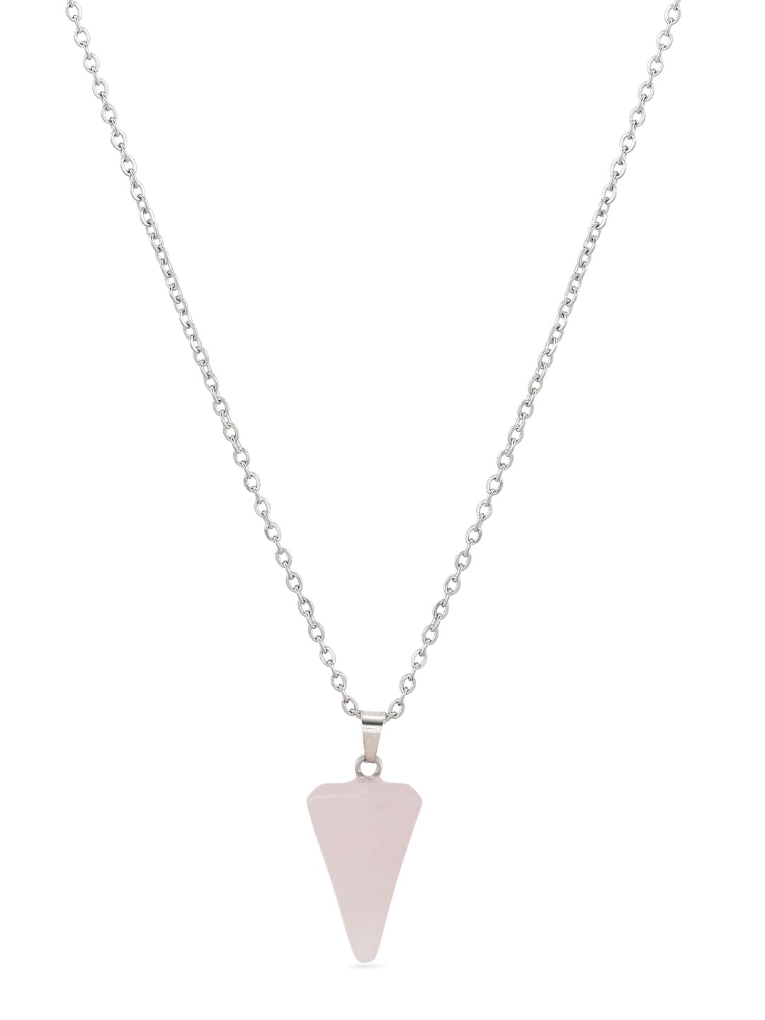 El Regalo 1PC Natural Stones Pointed Pendulum Unisex Pendant Necklace- Natural Healing Stones Peandant Chain Necklaces- Reiki healing/Feng shui (Pink Rose Quartz)