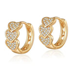 El Regalo Cute Triple Heart CZ Crystal Huggie Hoops Earrings for Women & Girls | Elegant & Luxurious Hoop Earrings- CZ Baali Earrings
