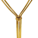 El Regalo 2-Strand Flat Snake Chain with Camellia Flower- Stainless Steel Herringbone Flower Tassel 2 Layered Chain Necklace