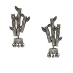 El Regalo & Unique Vintage Style Jhumka Earrings in Oxidized Silver Finish with Classy Bamboo Studs- Oxidized Silver Jhumkas